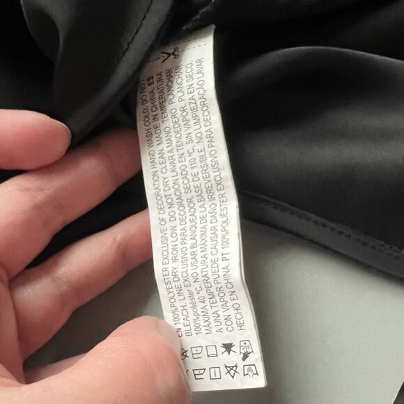 Forever 21 Slip‎ Dress Womens Medium Black Satin Cut Out White Lace Sexy Glam - Picture 7 of 14